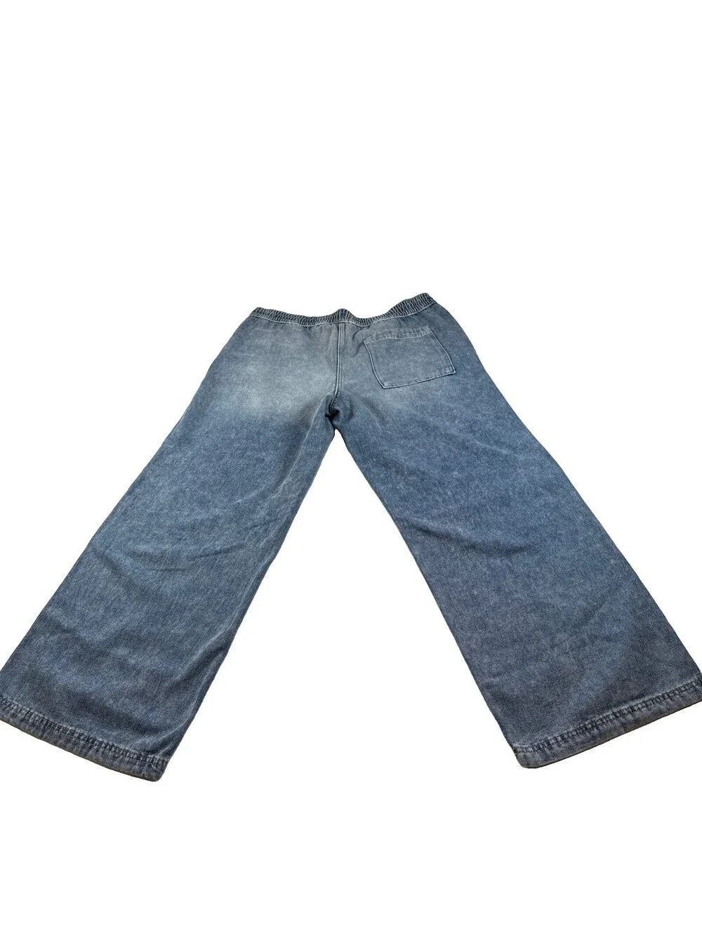 H&M Women's Wide-Leg Denim Jeans Size LDrawstring Waist Streetwear Pre Owned